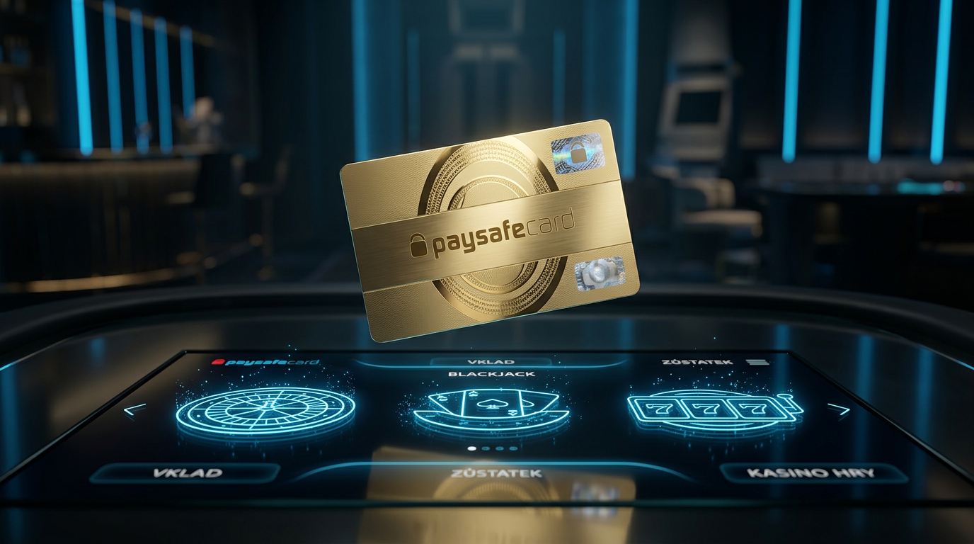 Ilustrace Paysafecard poukazu v digitálním prostředí online kasina